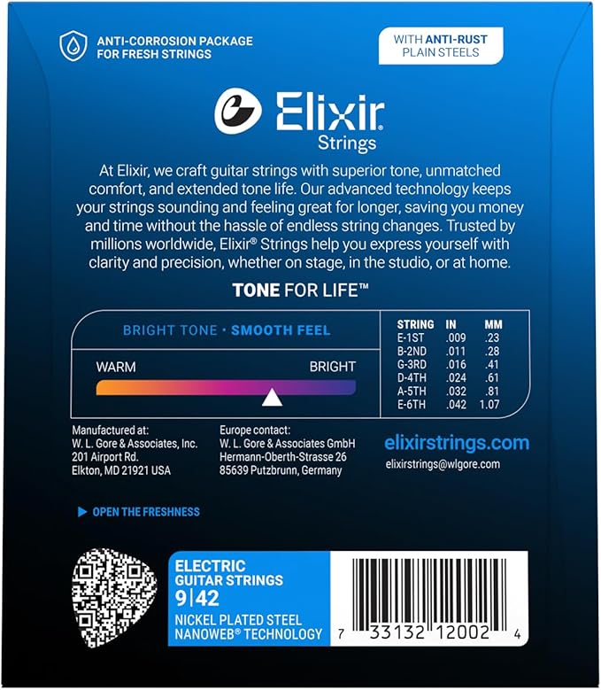 Elixir Strings Electric Guitar W Nanoweb Coating, Super Light (.009-.042)