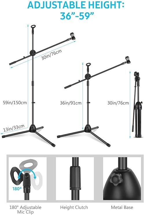 Dual Microphone Stand – Black